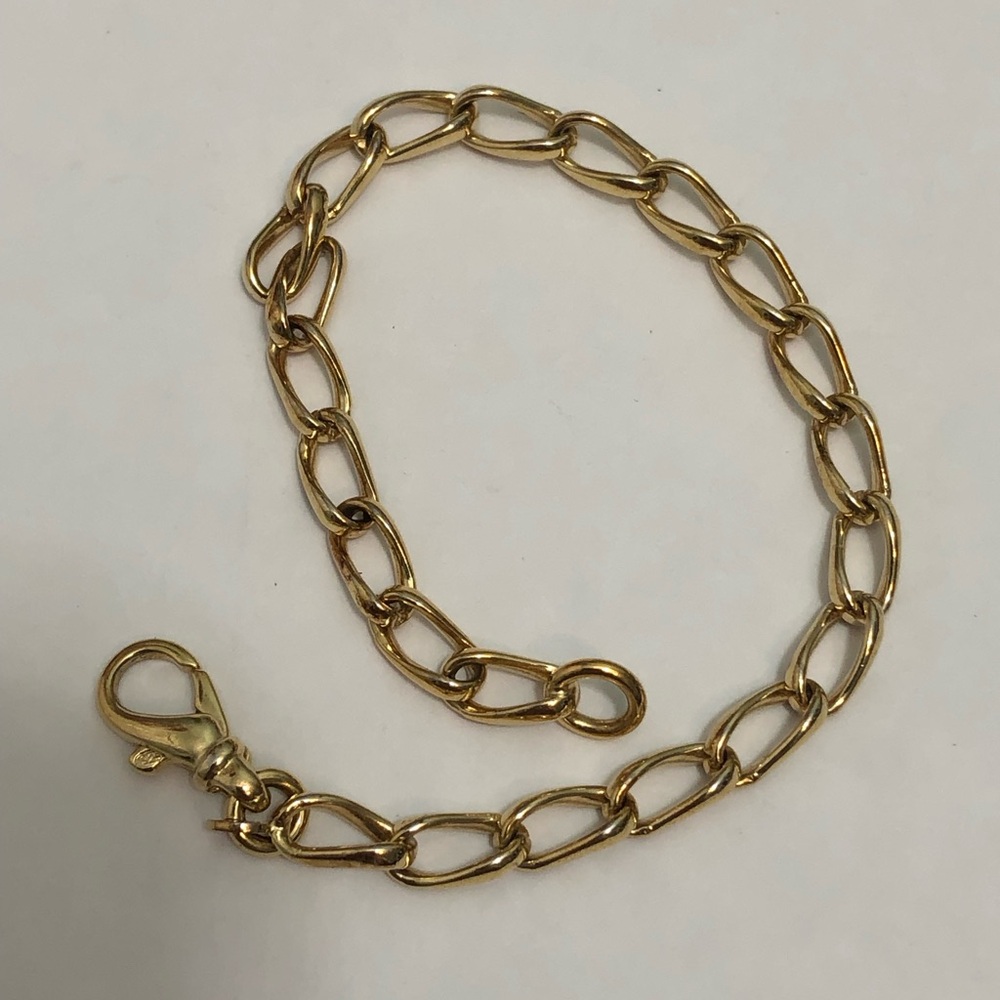 Vintage Sterling Silver Gold Tone Oval Link Chain Bracelet  7”925 Italy